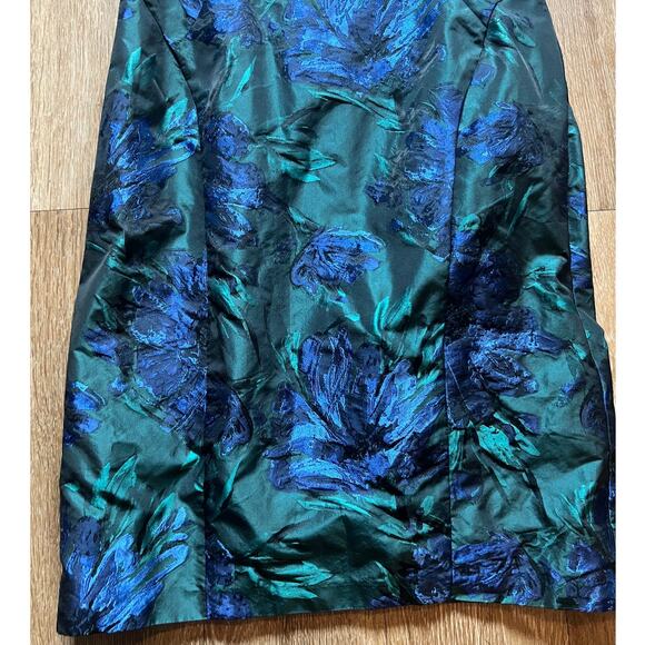 Peruvian Connection Emerald Green Blue Floral Dress US 8 - Picture 3 of 11